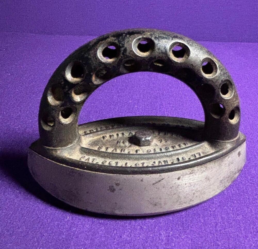 Antique Enterprise Mfg Co Star Polisher No. 77 Sad Iron 1877 Patent